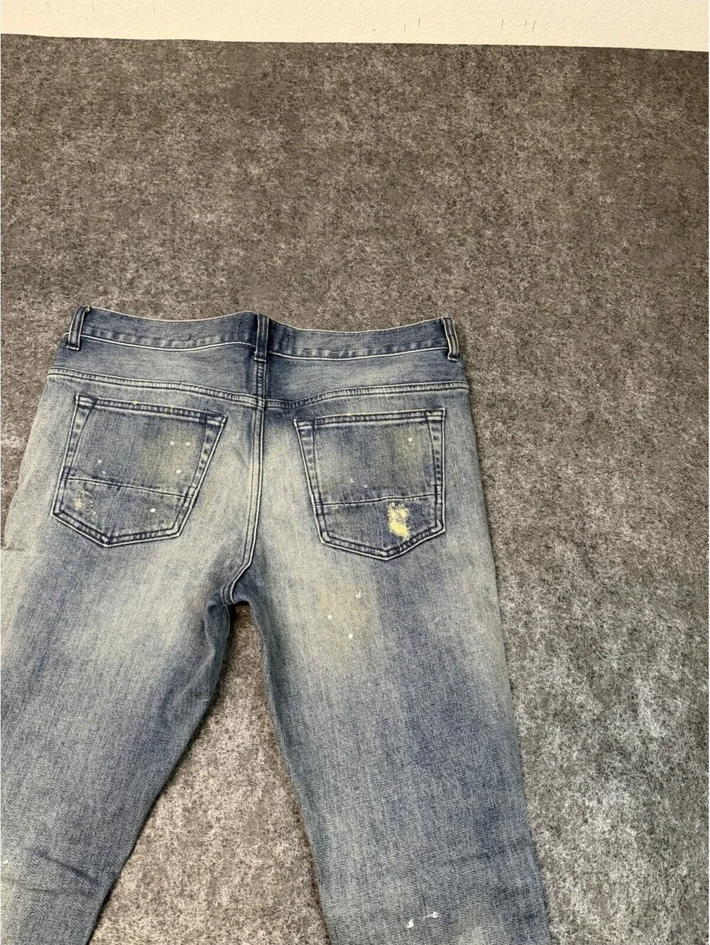 PacSun Stacked Skinny Jeans Mens 32x30 Distressed Ripped Patched Paint Splatter